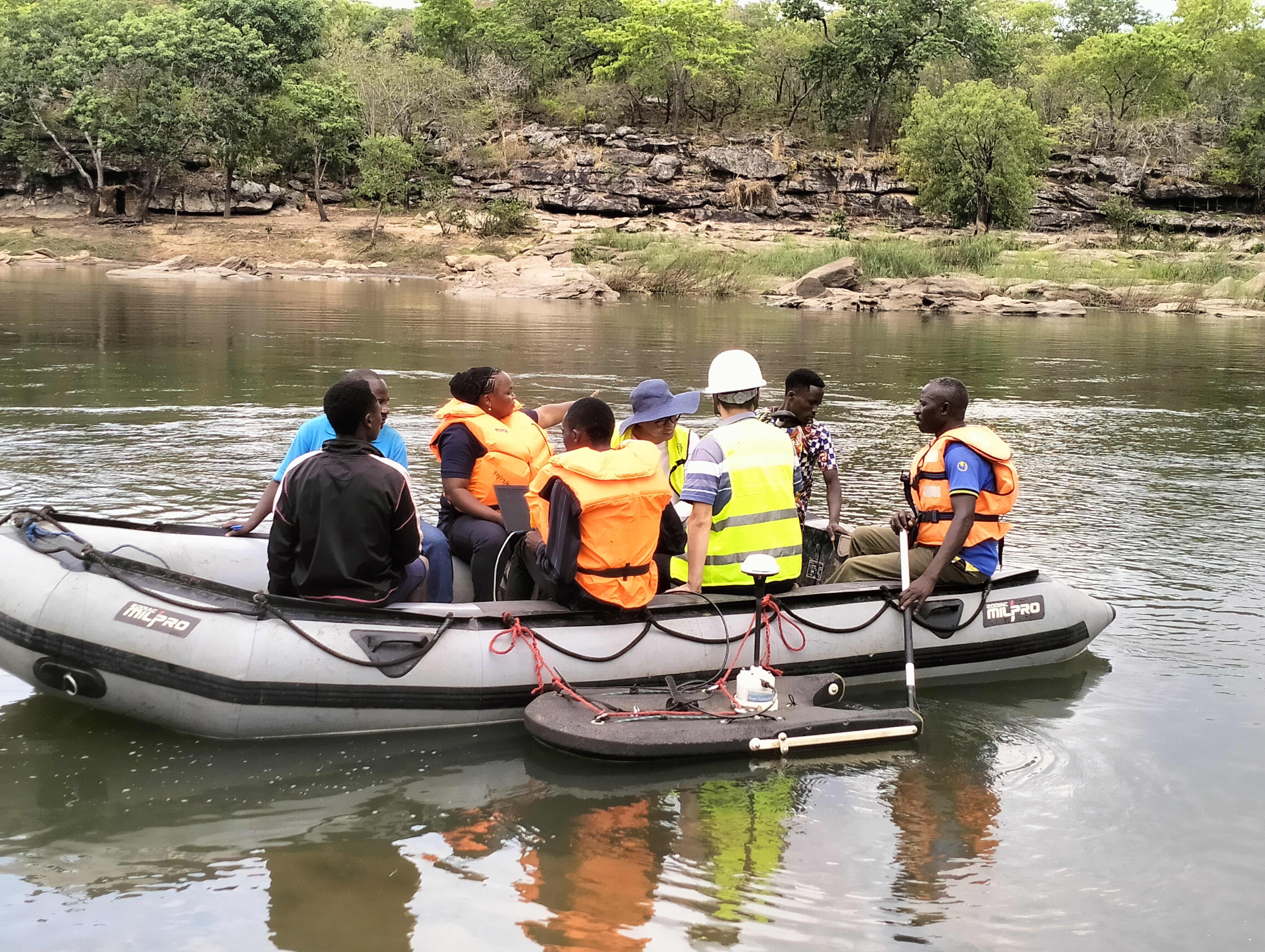 Bathymetric survey and river flow measurements